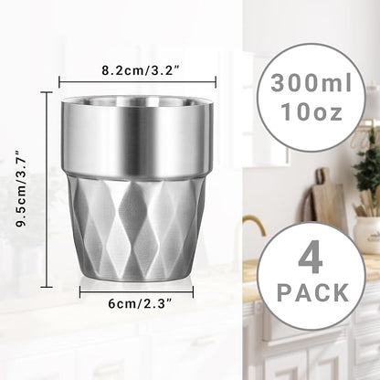 Steel Cups, 10 oz Insulated Tumbler, 4 Pack Double Wall Unbreakable Stackable - Image 2