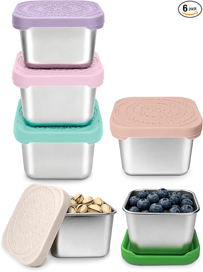 HTEVW 6 Pack Stainless Steel Snack Containers by HTEVW