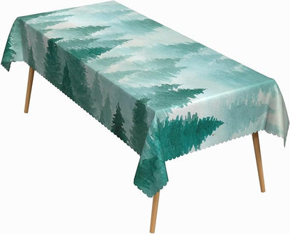 60x120 Inch Nature Rectangular Tablecloth Watercolour Pine Forest Fairyland Table Cloth Waterproof Durable Table Cover for Holiday Picnic Gaming Room BBQ Decor
