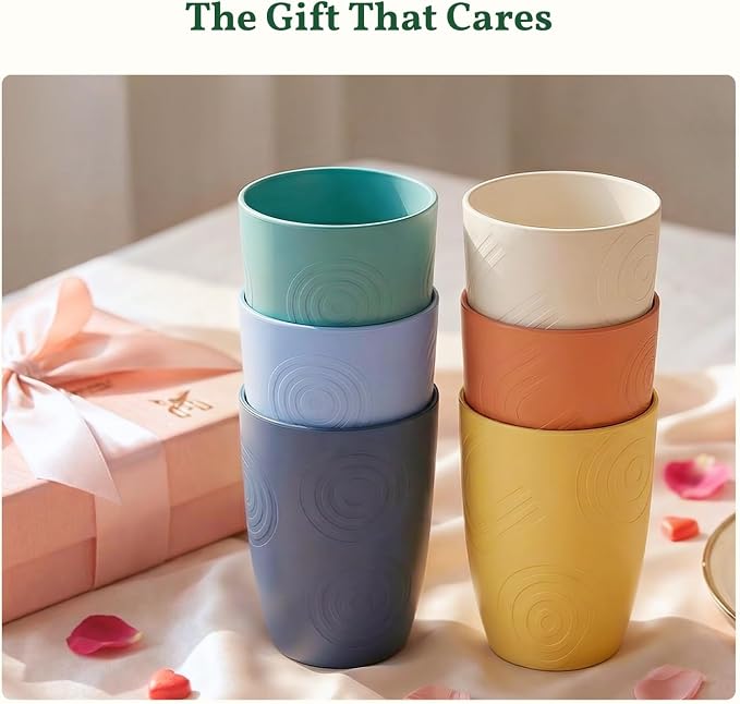 Homienly Wheat Straw Cups Unbreakable Plastic Cups Reusable Drinking Cups - Image 8