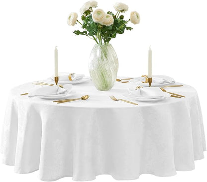 Newbridge Barcelona Luxury Damask Fabric Tablecloth, 70” Round, 100% Polyester - Image 4