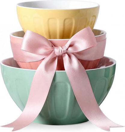 Lareina Ceramic Mixing Bowls Set of 3, Large Nesting Bowls by Lareina