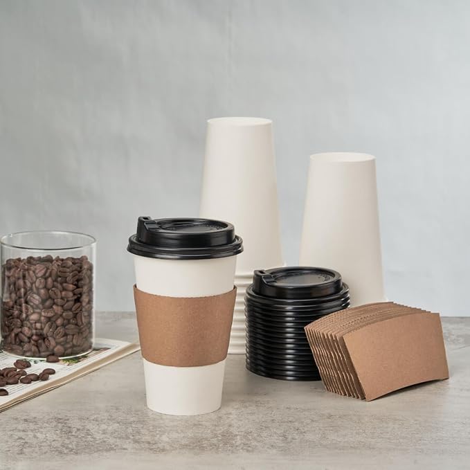 RACETOP 100 Pack Disposable Paper Coffee Cups - Image 4