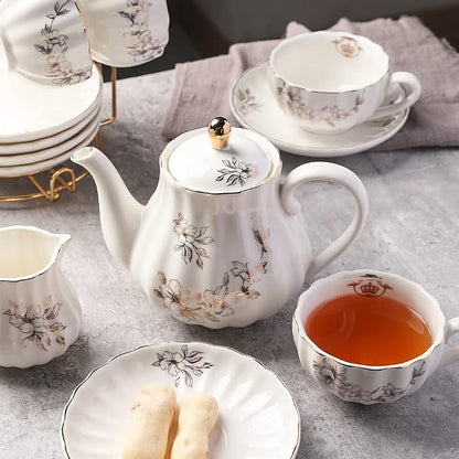Porcelain Tea Sets British Royal Series, 8 OZ Cups & Saucer Service - Image 4