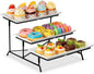 Yedio 3 Tier Serving Trays for Party, Porcelain Serving Platters and Trays, 12 Inch Tiered Tray Stand, Fruit Tray, Trays for Serving Food, White Dessert Stand with Collapsible Sturdier Metal Rack