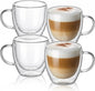 Casafoyer 9 Oz Double Wall Glass Coffee Cups Set of 4, Borosilicate Espresso by Casafoyer