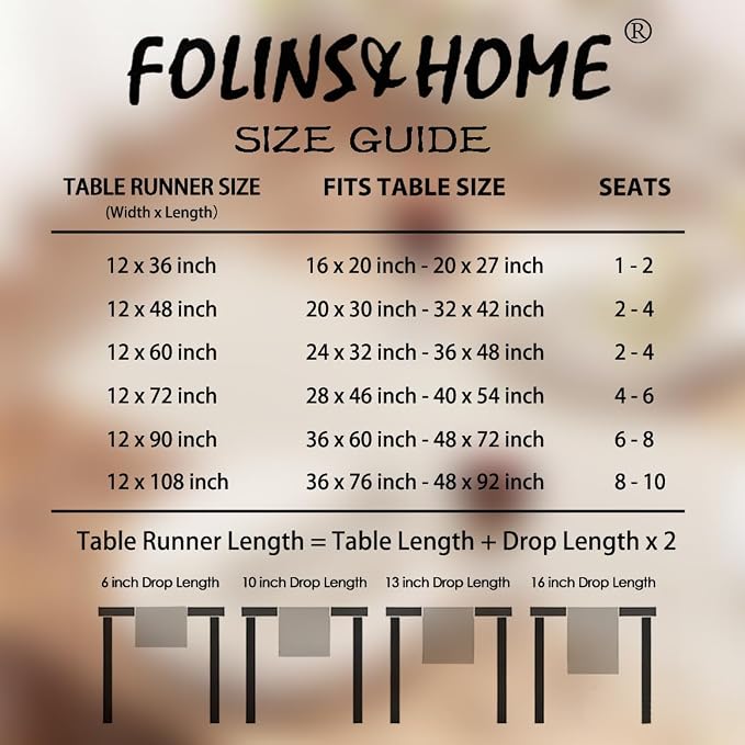 FOLINS&HOME Beige Waterproof Decorative Table Runner 108 Inches Long | 210GSM - Image 6