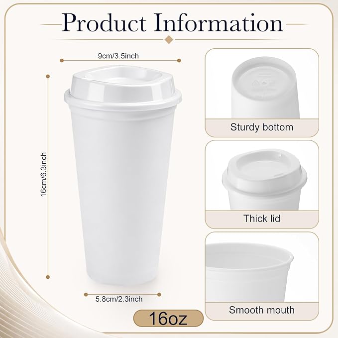 Honeydak 45 Pack 16 oz Reusable Coffee Cups - Image 3