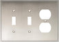 Henne Bery Soft Modern Decorative Wall Plate Switch Plate Outlet Cover (Double Toggle/Single Duplex, Satin Nickel)