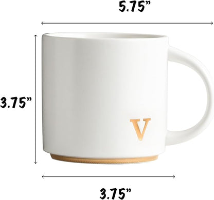 COLLECTIVE HOME Ceramic Coffee Mug, 15 oz Monogram Cup - Image 2