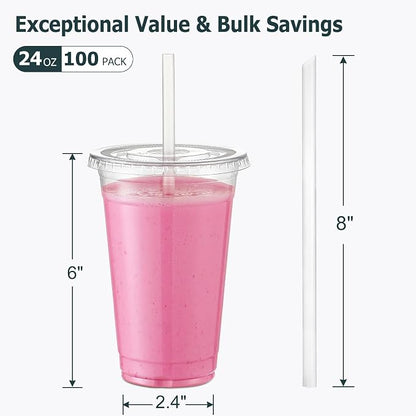 AOZITA 100 Pack - 24 oz Clear Plastic Cups - Image 2