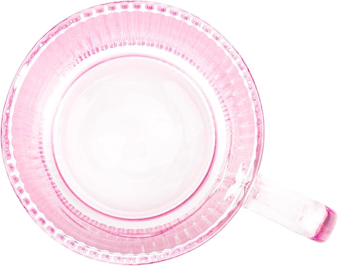 Glass Coffee Mugs 6 Pack - 12 OZ Pink Coffee Cups - Classic Vertical Stripes - Image 3