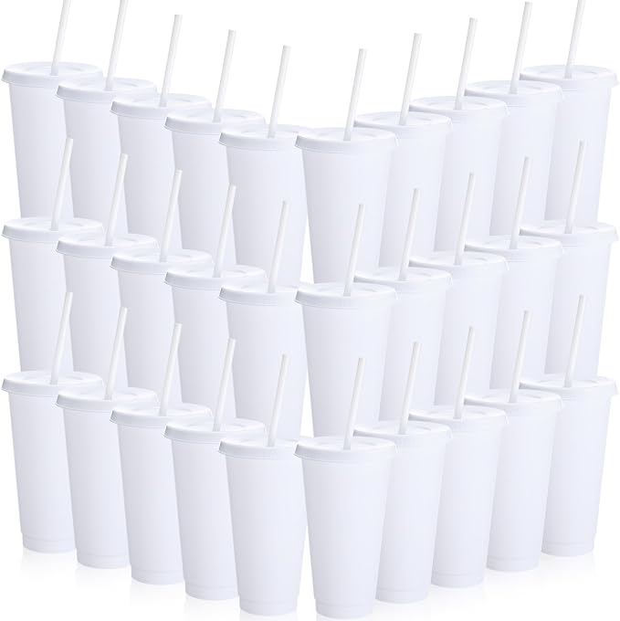 Honeydak 30 Pack Tumbler with Straw and Lid Bulk Cups by Honeydak