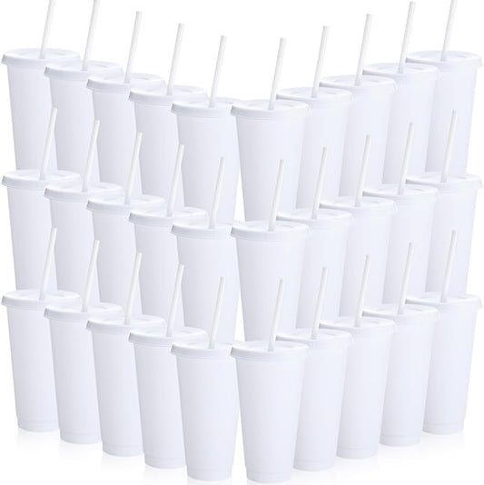Honeydak 30 Pack Tumbler with Straw and Lid Bulk Cups by Honeydak