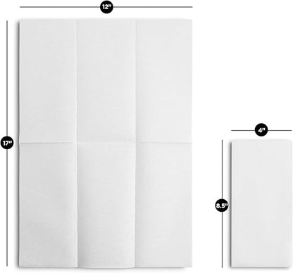 50-Pack BloominGoods Disposable Bathroom Napkins | 12" x 17" Single-Use Classic Lite Linen-Feel Guest Towels, Made in USA | Cloth-Like Hand Towels, White