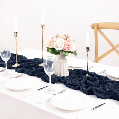 Navy Blue Cheesecloth Table Runner 10ft Boho Rustic Gauze Cheese Cloth | - Image 3