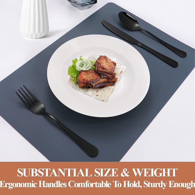 30 Pcs Black Silverware Set for 6, Food Grade Stainless Steel Flatware Set - Image 6