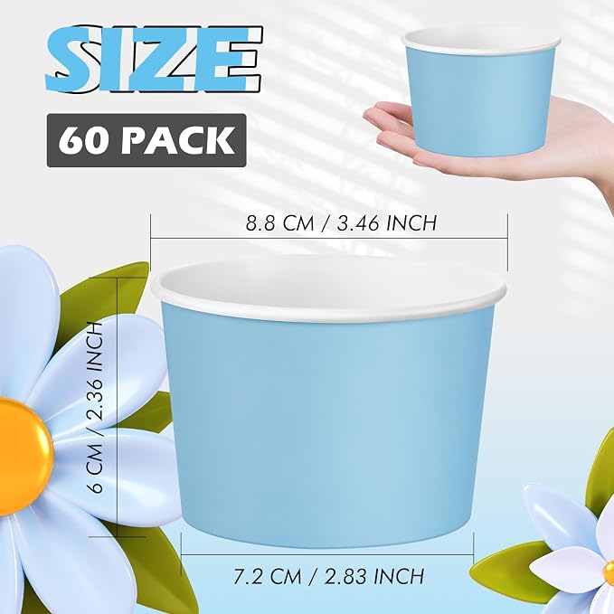 Jingmore Paper Ice Cream Cups 9oz Colored Disposable Dessert Bowls - Image 2