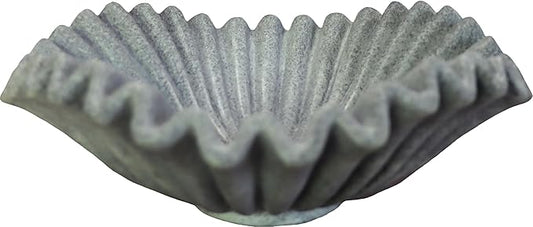 Large Decorative Bowl decor, Scalloped Pedestal Bowls for Modern Home Decor,Ruffle Decor,Stylish Key Bowl for Entry Table,Decorative Fruit Bowl for Kitchen Counter,Artificial Stone Marble Color
