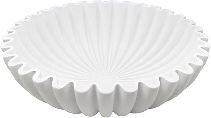 Large Decorative Bowl, Modern Handicraft Bowls for Home Decor, Decorative Fruit Bowl for Kitchen Counter, Ruffle Bowl Decor, Stylish Key Bowl for Entry Table, White