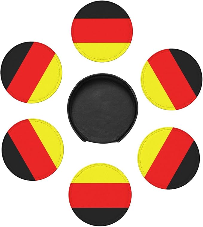 6 Pack Germany Flag Leather Coaster - Image 3