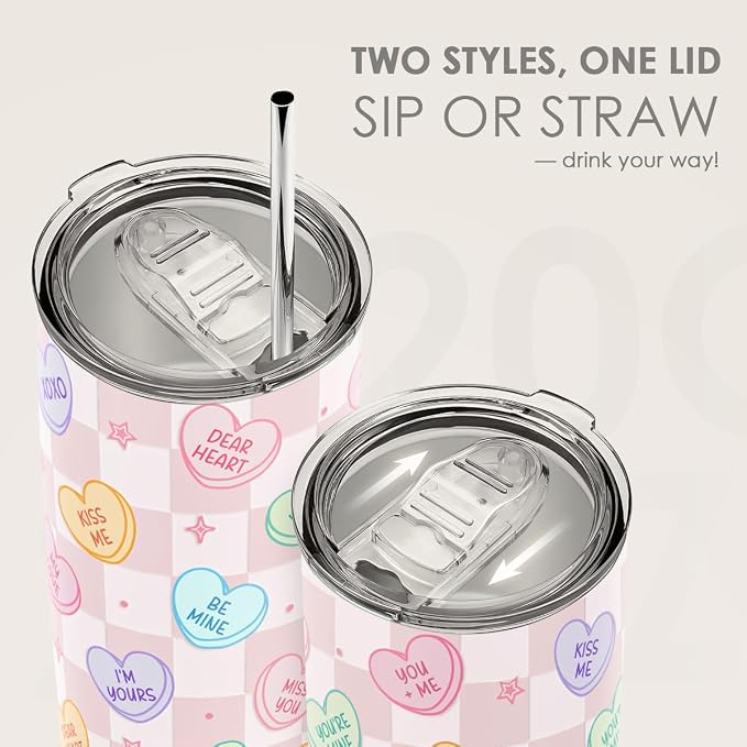 SANDJEST Heart Message Tumbler 20oz, Stainless Steel Travel Cup - Image 5