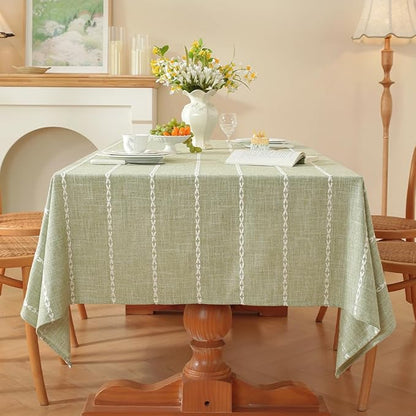 Zobesta Sage Green Tablecloth Rectangle 53 x 86 Inch, Cotton Green Table Cloth Rectangle Table, Washable Farmhouse Soft Boho Tablecloths Rectangular for Party, Holiday, Picnic, Dining, Outdoor,Fall