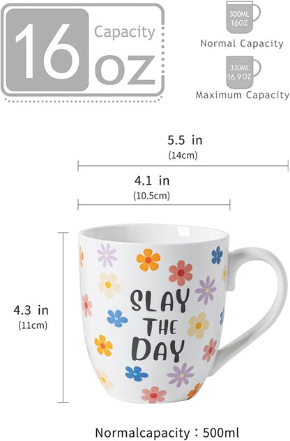 16OZ Ceramic Slay the Day Coffee Mugs Set, Large Colorful Coffee Cups - Image 7