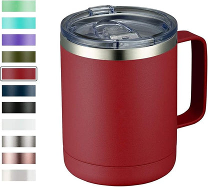 MEWAY 12oz Coffee Mug With Handle and Sliding Lid, Stainless Steel Travel by MEWAY