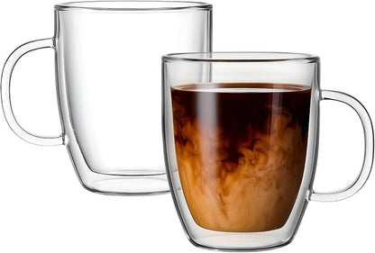 Lucco Double Walled Glass Coffee Mugs - 12 oz Borosilicate Cups by Unknown
