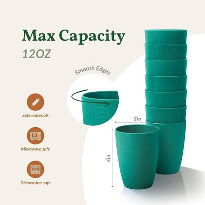 Homienly Plastic Cups Reusable 8 PCS Wheat Straw Cups a Good Alternative - Image 3