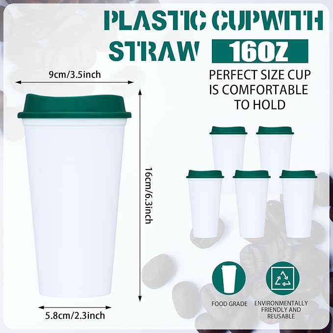 15 Pack Reusable Plastic Coffee Cups - Image 2