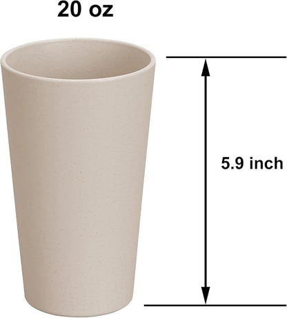 Wheat Straw Unbreakable Cup | 20 oz Reusable Water Drinking Glasses Sets of 10 - Image 2