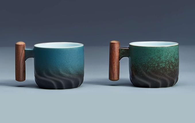 Ceramic Espresso Cups with Wooden Handle Espresso Shot Cups Ceramic Tea Cups - Image 3