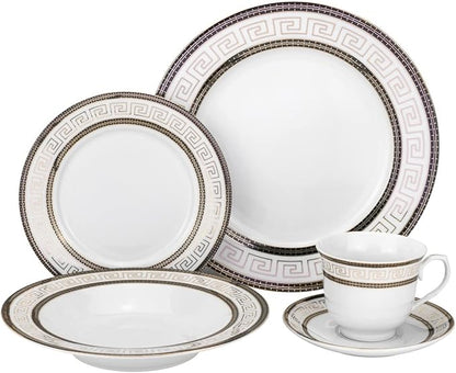 Euro Porcelain 57-pc Banquet Dinnerware Set, Luxury Tableware Dining Service for 8