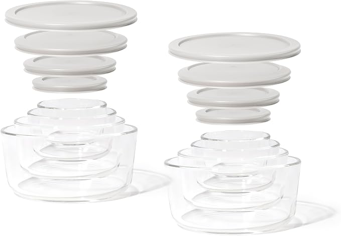 16-Piece Glass Food Storage Containers Set | Round, Microwave & Dishwasher Safe - Image 6