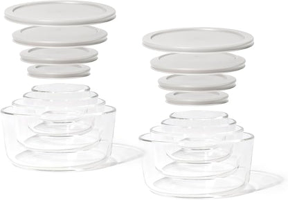 16-Piece Glass Food Storage Containers Set | Round, Microwave & Dishwasher Safe - Image 6