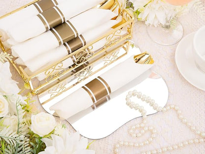 Hioasis 210pcs Clear and Gold Plates - Clear Party Plates for 30 Guest, Include 60 Heavy-duty Plates(20% Thicker Than Standard), 30 Pre Rolled Gold Plastic Silverware Set, 30 Cups