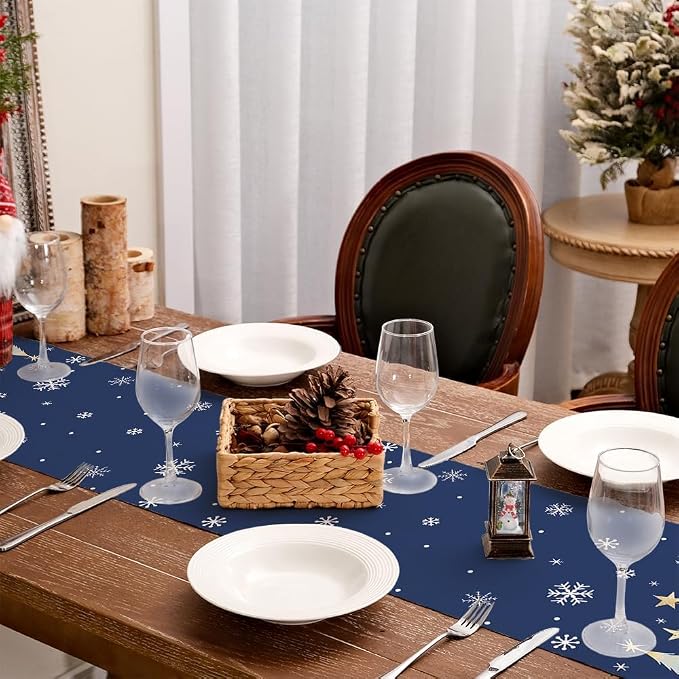 Christmas Table Runner 13x60 Inch, Xmas Trees Snowflakes Holiday Decorative - Image 8
