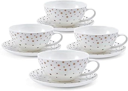 Mikasa Millie Gold Metallic Set of 4 Tea Cups and Saucers, 8 Ounce by Mikasa