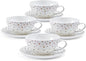Mikasa Millie Gold Metallic Set of 4 Tea Cups and Saucers, 8 Ounce by Mikasa
