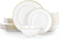 24Pcs Gold Trim White Bone China Set, Service by KINGSTONE