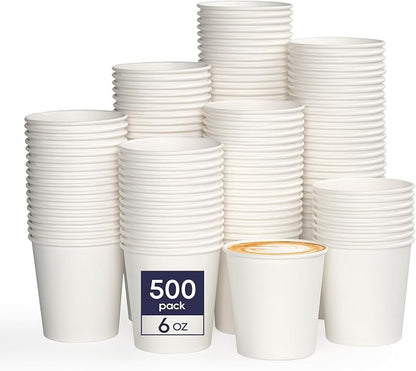 LITOPAK 500 Count 6 oz Paper Cups, Small Disposable Coffee Cups | Bulk by LITOPAK