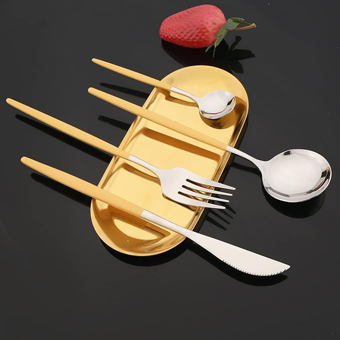 JASHII Flatware Set 24 Piece, Stainless Steel Silverware Set, Macaron Small - Image 3