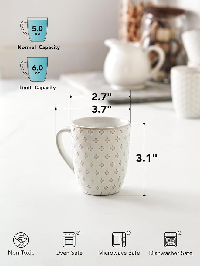 LE TAUCI Espresso Cups 6 oz, Ceramic Demitasse Cup, Small Coffee Mugs - Image 3