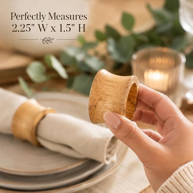 Mango Wood Napkin Rings Set of 12 - Image 4