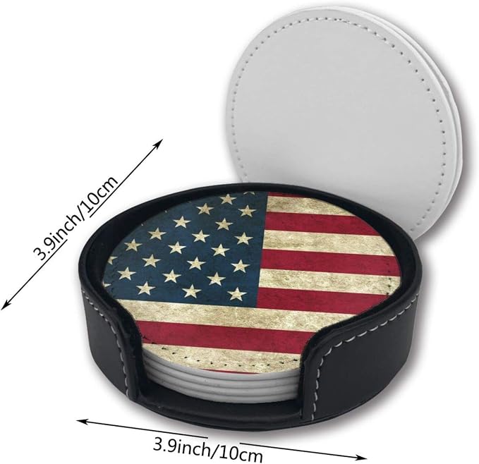 American Flag USA Flag Leather Drinks Coasters - Image 2