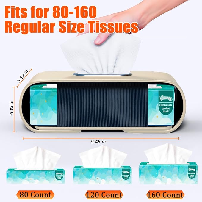 Car Tissue Holder, Car Kleenex Holder Fits 100-160 Count | Premium PU Leather - Image 4