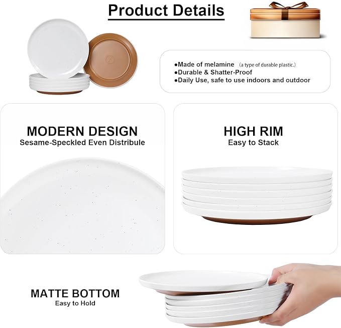 Webbylee 10.25" Melamine Dinner Plates Set of 6 - Image 3