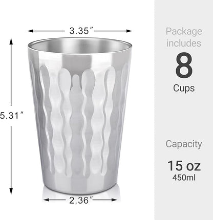 Beasea Stainless Steel Cups 15 oz, 8 Pack Large Stackable Stainless Steel - Image 2